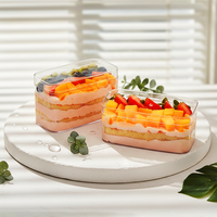 Wegwerp ecologische plastic bakjes voor bakkerijen, met opklapdeksels, vierkant, multifunctioneel voor cake, dessert, sushi, kauwgom, suiker