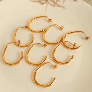 ต่างหูห่วงทรงเรขาคณิตชุบทองรูปตัว U เหล็กไทเทเนียมแฟชั่นเครื่องประดับปาร์ตี้ EH766 - Product Image 1