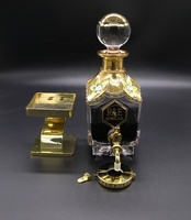 Flacon de parfum à l'huile d'Oud de Dubaï de 450 ml, peint à la main en or, en verre, avec robinet