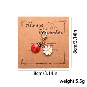 2025 moda Margarita milagrosa mariquita llavero con Alaways recordar tarjeta mariquita Margarita colgantes bolsa encanto bolsos Accesorios - Product Image 5