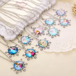 Wholesale hot selling alloy material elegant cartoon characters Frozen Princess Elsa fine jewelry necklaces