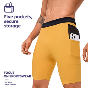 Pantalones Cortos Deportivos de Compresión para Hombre, de Secado Rápido, Ajustados y Elásticos, con Bolsillos para Correr - Product Image 3