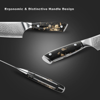 Couteau de chef japonais Damas 8 pouces, lame en acier à haute teneur en carbone avec manche en résine de platine de luxe pour une coupe de précision