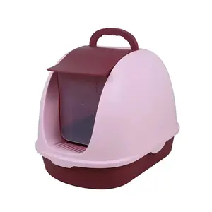 Factory price Plastic Toilet Open Front Box Cat Litter Enclosed Large Cats Toilet Pan Cat Litter Box For Pet Cleaning