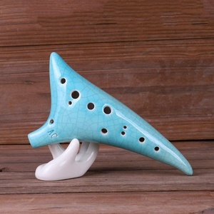 Ocarina en céramique à 12 trous avec glaçure effet craquelé, instrument ethnique unique, pour la pratique des débutants et les spectacles sur scène - Product Image 3