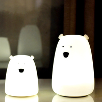 Veilleuse tactile personnalisée pour enfants, en silicone, petite, mignonne, en forme d'ours, pour la chambre d'enfant, avec USB, à intensité variable, pour bébés