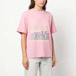 Camiseta negra <span class=keywords><strong>con</strong></span> estampado gráfico de Surfing Santa Monica Ocean Drive Big Wave Breaking Los Angeles California, ropa informal - Product Image 5