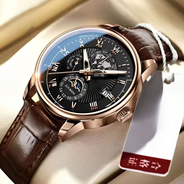 New Fashion Men Watch Leather Quartz Men's Wristwatch Waterproof Luminous Sports Date Luxury Watch for Men