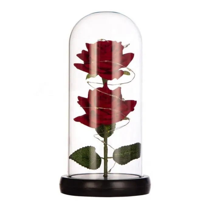 AYOYO OEM роза цветок подарочная коробка для Дня матери День Святого Валентина стеклянный купол освещение Роза