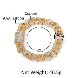 12mm Hip Hop Diverses Couleur <span class=keywords><strong>Grain</strong></span> <span class=keywords><strong>De</strong></span> <span class=keywords><strong>Café</strong></span> Cubain Chaîne Bracelets Bling CZ Lien Chaînes Hommes Femmes Simple Haute Qualité Bijoux <span class=keywords><strong>Bracelet</strong></span> - Product Image 2