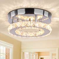 Plafonnier en cristal de style simple lumière jaune chaude Base en acier inoxydable non dure montée en surface chambre vestiaire alimentation ca