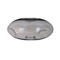 Abat-jour en verre ovale plat gris fumé, soufflé à la main, avec dépression concave, de remplacement pour suspension, douille E27
