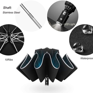 Inverted <b>Umbrella</b> Reflective Stripe Lightweight Folding <b>Umbrella</b> Folding Reverse LED <b>Umbrella</b> - Product Image 5