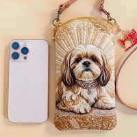 Tas Selempang Bordir Peiquan Model Baru 3D Digital Printing, Tas Ponsel Portabel dengan Tali Gantung