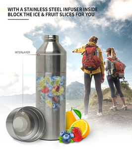 Botella de agua de acero inoxidable de boca estrecha Botella deportiva de doble pared para beber - Product Image 4