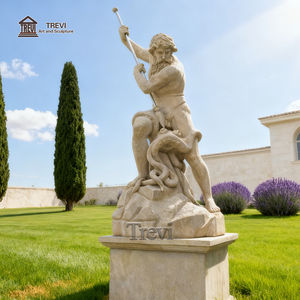 تمثال بوسيدون من الحجر الطبيعي للإله اليوناني الشهير تريفي للفن الأوروبي لشاتو من الرخام - Product Image 4