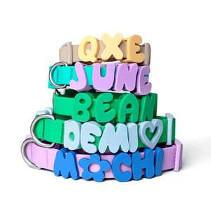 <span class=keywords><strong>Collar</strong></span> de perro personalizado impermeable con dijes, campana para perro, venta al por mayor con correas y dijes de letras de silicona bonitos - Product Image 6