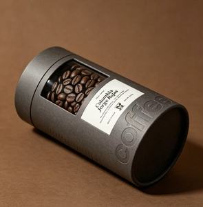 Eco-Friendly Kraft Paper Coffee Tube With Gold <b>Foil</b> Design Recyclable Cylindrical Canister For Coffee Beans Storage - Product Image 3