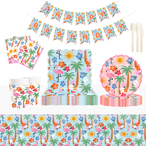 Assiettes en papier ovales DAMAI Flamingo, décorations de fête jetables, fournitures pour fêtes Flamingo, vaisselle pour fête d'anniversaire - Product Image 1