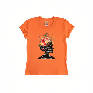 T-Shirt da Donna Comfort Colors, Vestibilità Regolare, Stampa Floreale, Collo Tondo, 100% Cotone, Primavera-Estate, Design Casual Empowered - Product Image 1