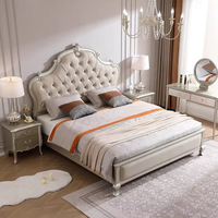 Lit de luxe de style américain pour chambre à coucher, taille King & Queen, nouveau lit double de mariage, lit de princesse moderne et moelleux, rembourrage en bois massif