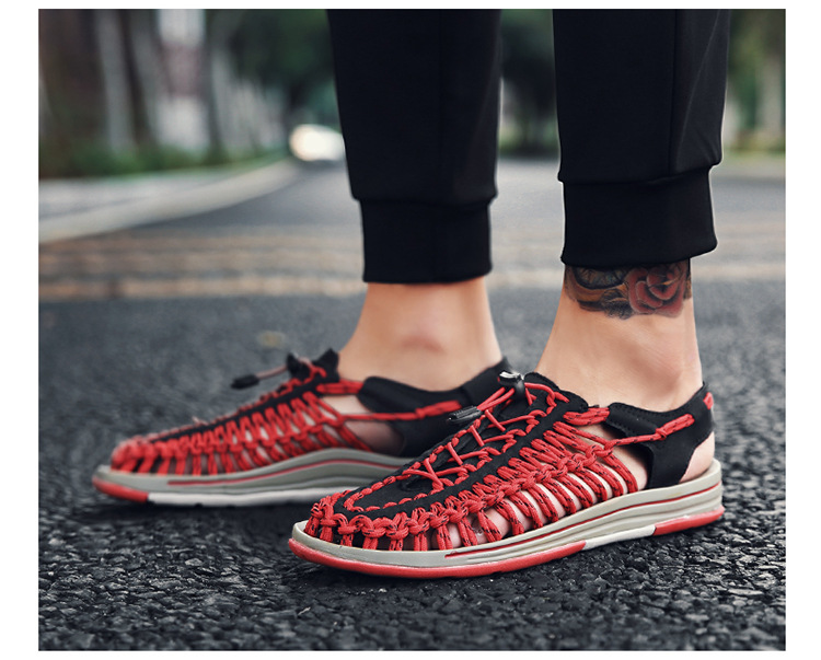 New Woven Roman Sandals Men Casual Beach Shoes Outdoor Mountaineering Wading Shoes