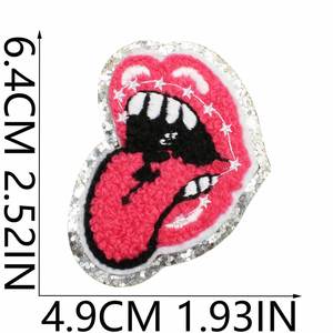 Iron on Embroidery Sliver Edge pink Diamond Flower <b>Hat</b> Dollar <b>Lighting</b> Rock Chenille Patch for Kid's Clothes <b>Hat</b> Bag - Product Image 4