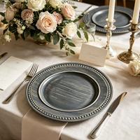 Assiettes de présentation jetables en PP, durables, style vintage, avec bord perlé, personnalisables, style américain, pour mariages, hôtels et fêtes