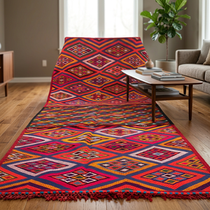Handmade Moroccan Kilim Berber Wool Area <b>Rugs</b> Wholesale Hand Knotted Geometric Pattern Low Pile Medium Thickness Jute Backing - Product Image 1