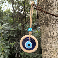 Pendentif de protection en bois à suspendre au mur, œil bleu turc et grec traditionnel, décoration intérieure, yeux bleus