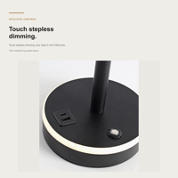 Lampe de bureau LED personnalisée en laiton avec abat-jour en tissu, port USB, variateur tactile, fonctionnant sur piles, pour la décoration de chambre d'hôtel
