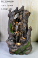 Fontaine d'extérieur en résine à 4 niveaux en forme de pot, grande cascade, sculpture en bois mort, design zen asiatique, étanche et durable, décoration