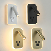 Lampe murale minimaliste à LED rétroéclairée pour hôtels, lecture au chevet avec interrupteur de charge USB Type-A et Type-C pour chambres à coucher, livraison directe