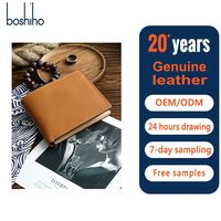 Boshiho casing lisensi pria, sarung HP kulit sapi asli, proteksi RFID ritsleting multifungsi buatan tangan