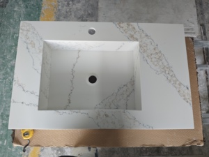 Trắng rắn Bề mặt chậu rửa hình chữ nhật Đá Nhân Tạo Countertop phòng tắm vanities Tủ chậu rửa lưu vực - Product Image 5