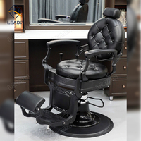 Haute qualité Vintage Style noir Pu cuir pivotant pompe hydraulique Base ronde Salon hommes coiffure chaise de barbier à vendre