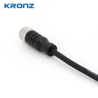 Ensemble de câbles KRONZ M12 pré-assemblé, connecteur femelle droit de 2 m, alliage PVC noir, blindé IP67, applications industrielles pour capteurs