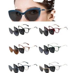 <b>Clip</b> on Magnetic Anti Blue Light UV400 PC Frame Women's Polarized Sunglasses with <b>Mirror</b> Lenses Lightweight Design - Product Image 1