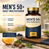 Tablet Multivitamin Nutrisi Harian Spektrum Penuh Alami dan Ringan untuk Penggunaan Harian Jangka Panjang bagi Pria Berusia Lima Puluh Tahun ke Atas