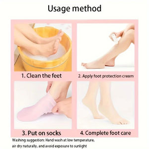 Chaussettes hydratantes en silicone pour pieds secs craquelés Chaussettes de massage hydratantes en gel Chaussettes de pédicure Outil - Product Image 5