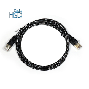 สายเคเบิลอีเธอร์เน็ตถักที่แข็งแรงผ้าฝ้ายไนลอน Cat8 <span class=keywords><strong>Cat7</strong></span>สายแพทช์ถักแบบกลม - Product Image 2