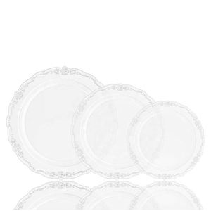 Assiettes en plastique écologiques personnalisées, biodégradables, avec bordure dorée, pour les événements de mariage et les banquets - Product Image 1