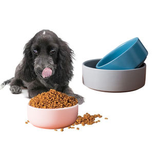 Alimentador de água para animais, alimentador de alimentos por atacado com logotipo personalizado para animais de estimação, tigela de porcelana com suporte de bambu - Product Image 2