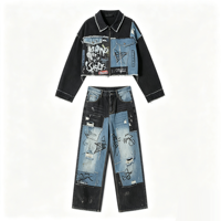 Veste en jean zippée épaisse, délavée vintage, effet vieilli, style streetwear, patchwork, délavée soleil, avec strass