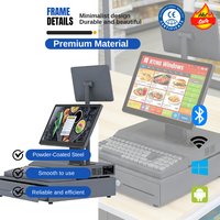 Desktop Pos System Machine 13.3inch Monitor Safe Cash Drawer Cash Register With Keyboard Printer for Grocery Fast Food Retail