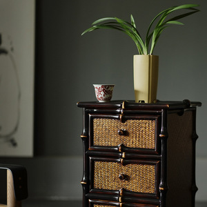 ตู้ชาขนาดเล็กสไตล์เรโทร ตู้ไม้ไผ่ ตู้เก็บชาหลายชั้นแบบลิ้นชัก - Product Image 4