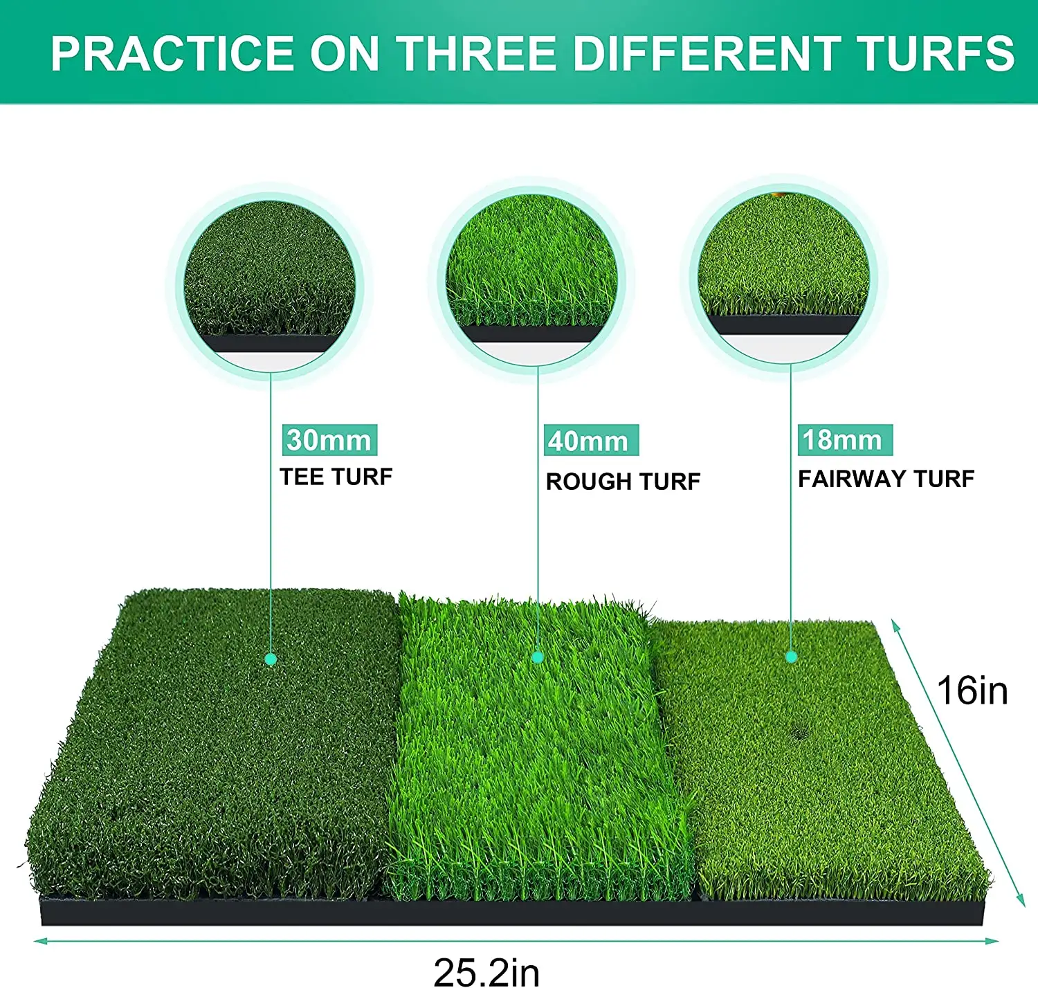 Golf için 3-in-1 katlanabilir çim halı-tri-çim yonga salıncak algılama yardımı arka bahçesinde uygulama için vuruş Mat