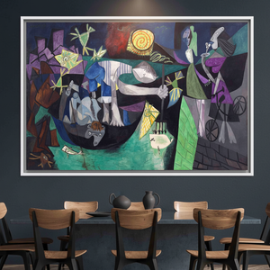 Tableau mural imprimé sur toile « Pêche de nuit à Antibes » de Picasso - Élégance moderne, toile encadrée blanche - Product Image 3
