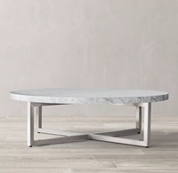Table basse ronde et moderne en marbre, meuble de salon, base en acier inoxydable, vente en gros,