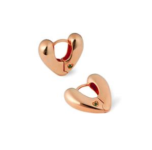 Moda fina personalizada moderna para mujer 925 Plata 14K oro Corazón en forma de pequeños pendientes de aro de piedras preciosas de color esmeralda - Product Image 5